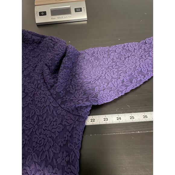 Coldwater Creek Womens Top XL Purple Floral Lace Mesh Stretch Lined Romantic - Picture 5 of 7